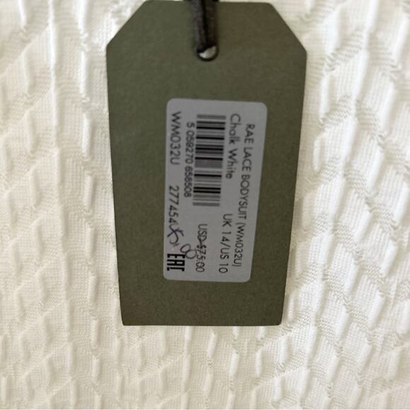 NWT AllSaints Rae Lace Bodysuit Herringbone Mesh Back Zip Thong Size 10 - Picture 4 of 9